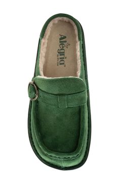 Comfort takes flight on this butterfly-detailed clog designed with a moc toe and plush memory foam cushioning. 1" heel Removable, cushioned insole with arch support Memory foam cushioning Leather upper and lining/synthetic sole Imported American Podiatric Medical Association (APMA) Seal of Acceptance Green Cushioned Round Toe Slippers, Green Cushioned Slippers With Round Toe, Green Round Toe Slippers With Cushioned Footbed, Green Leather Footbed Clogs With Round Toe, Green Slip-on Slippers With Removable Insole, Teacher Shoes Comfortable, Vintage Clogs, Teacher Shoes, Comfy Slippers