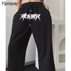 Shipping: Worldwide Express Shipping AvailableDelivery time: 🚚7-15Days Fast ShippingReturns: Fast refund,💯100% Money Back Guarantee.Brand Name: YCOAStyle: CasualOrigin: Mainland ChinaCN: GuangdongWaist Type: HIGHDecoration: NONEFabric Type: BroadclothPattern Type: LetterPant Style: STRAIGHTMaterial: CottonFit Type: RegularLength: Full LengthPlace Of Origin: China (Mainland)Closure Type: Elastic WaistGender: WOMENModel Number: Women Pants Gothic TrousersFront Style: FlatStyle: Gothic Pants Wome Aesthetic Joggers, Gothic Pants Women, Gothic Pants, Women Trousers, Streetwear Aesthetic, Y2k Clothes, Women Pants, Goth Outfits, Fashion Streetwear