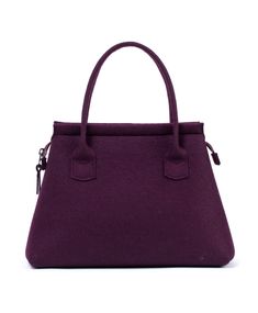 "Aubergine color Large handbag, Elegant tote bag, Woman travel size bag, Classic design woman bag Medium size compact handbag. Fits in airplane hand luggage size.. Inside pocket, not lined, superior quality metal zipper. *Contact us if you would like to order a different color! Material: 100% Merino Wool Felt Dimensions: H30cm x L45cm x W20cm H11.81\" x L17.72'' x W7.87'' Handle lenght: 40 cm / 15,75\" We create elegantly designed, 100% natural material, light, comfortable and high-quality felt bags that emphasize the individuality of the wearer and make them feel different. All our bags are handmade, every detail is well thought out and quality processed. Feltsyle bags are made using only the highest quality 100% natural Merino wool design felt. The quality of this textile has stood the t Burgundy Tote Bags For On-the-go, Elegant Double Handle Travel Bag For Errands, Elegant Shoulder Travel Bag For Errands, Large Capacity Square Purple Shoulder Bag, Purple Large Capacity Square Shoulder Bag, Elegant Top Handle Travel Bag For Shopping, Elegant Travel Bag With Top Handle For Shopping, Burgundy Large Capacity Top Handle Shoulder Bag, Purple Square Shoulder Bag With Large Capacity