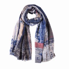 Material: 50% cotton, 50% viscose Size: 72" x 36" (180 cm x 90 cm) Color: blue Pattern: floral This long scarf is made of cotton and viscose. Soft cotton touch and feel. It will keep you cozy while dressing up your outfits naturally. Trendy Blue Winter Scarves, Trendy Cotton Scarves For Winter, Trendy Cotton Winter Scarves, Trendy Blue Scarf For Fall, Casual Blue Scarf For Fall, Casual Blue Scarves For Fall, Bohemian Multicolor Cotton Scarves, Blue Cotton Scarves, One Size Fits All, Multicolor Cotton Shawl Scarf