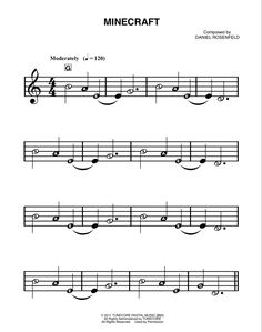 sheet music with the words minecraft on it