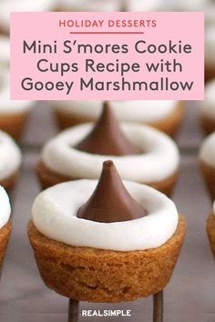 mini s'mores cookie cups recipe with gooey marshmallow frosting