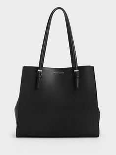 Noir Sansa Tote Bag | CHARLES & KEITH Modern Everyday Recyclable Bags, Modern Recyclable Bags For Everyday Use, Modern Rectangular Recyclable Bag, Modern Recyclable Shoulder Bag For Shopping, Modern Recyclable Tote Bag, Recyclable Double Handle Shoulder Bag For Daily Use, Everyday Eco-friendly Tote Shoulder Bag, Eco-friendly Tote Shoulder Bag For Everyday, Eco-friendly Daily Tote Shoulder Bag