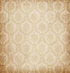 an old fashioned wallpaper pattern in beige and gold colors with a floral design on the bottom