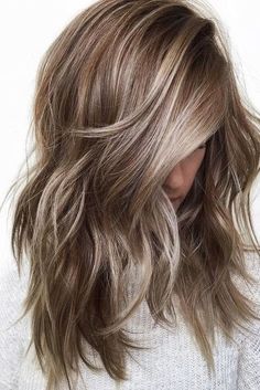 Hair Color For Greying Brunettes, Ash Brown Hair For Grey Hair, Griege Brown Hair, Hair For 43 Year Old, Ash Blonde With Dark Underneath, Low Lights In Bleach Blonde Hair, Lighter Brown Hair Color Balayage, Chocolate Ash Blonde Hair, White Sand Hair Color