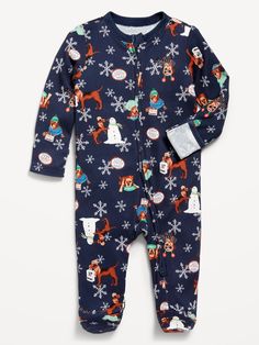 crew neck long sleeves fold-over mittens reversible two-way zipper sewn-in feet all-over print snug fit through bodymachine wash according to the care instruction label All Nighter, Family Maternity, Family Pajamas, Baby Things, 2 Way, Toddler Boys, Snug Fit, Good Times