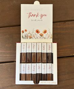 a box of chocolates with thank you written on them