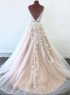 Champagne Evening Dress, Lace Prom Dress, Lace Evening Dresses, Tulle Prom Dress, Prom Dresses Lace, Tulle Lace, Party Gowns, A-line Wedding Dress, Long Prom Dress