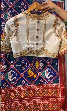 Patola Sari Blouse Design Work, Patola Blouse Design Work, Patola Blouse, Paithani Blouse, Long Blouse Designs, Latest Bridal Blouse Designs