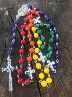 Rainbow Rosary. Rainbow Rosary beads. Prayer beads Rosary | Etsy Beads Rosary, Laguna Niguel, Necklace Colorful, Catholic Rosary, Rosary Necklace, Rosary Catholic, Rosary Beads, Prayer Beads, Rosary