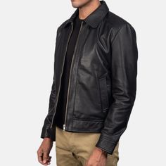 This black leather jacket, with its sleek, rugged appeal, is made of premium-quality sheepskin leather. It is designed to lift up your overall style game. This timeless vintage biker jacket blends classic biker style with contemporary fashion, ensuring durability and a luxurious feel. This versatile biker jacket can easily be worn on casual and semi-formal occasions. This Biker leather jacket features a stand-up collar, which shows a bold and polished aesthetic. It has a zipper front and zipper Fitted Black Urban Leather Jacket, Black Leather Motorcycling Jacket, Classic Black Leather Motorcycle Jacket, Black Edgy Leather Jacket With Zip Fly, Edgy Black Leather Jacket With Zip Fly, Vintage Black Leather Jacket With Front Zip, Black Moto Leather Jacket With Zip Fly, Black Leather Biker Jacket For Winter, Black Leather Motorcycling Outerwear