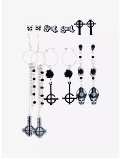 Ghost Papa Emeritus Grucifix Earring Set Gothic Pierced Jewelry For Streetwear, Ghost Merch, Ghost Concert, Ghost Papa Emeritus, Papa Emeritus, Ghost Papa, Wishlist 2024, Ghost Band, Band Ghost