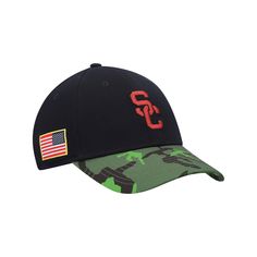 Show pride in standing behind the USC Trojans and military members with this Veterans Day 2Tone Legacy91 hat from Nike. It features the USC Trojans logo embroidered on the front and an American flag applique on the side. Plus, an adjustable closure ensures the perfect fit for whatever the day brings.Show pride in standing behind the USC Trojans and military members with this Veterans Day 2Tone Legacy91 hat from Nike. It features the USC Trojans logo embroidered on the front and an American flag Patriotic Sports Hat For Veterans Day, Patriotic Hats For Sports On Memorial Day, Military Hats For Memorial Day Sports, Military Hats For Sports, Military Cap For Memorial Day, Military Style Hat For Sports On Memorial Day, Military Style Trucker Hat With Curved Brim, Patriotic Baseball Cap For Veterans Day Sports Events, Patriotic Baseball Cap For Memorial Day Sports