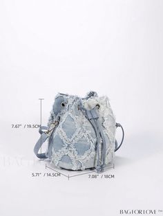 BagForLove - Denim Mini Bucket Bag with Raw Trim & Tie-Dye Design - Drawstring Closure Product Description Color Multicolor Details Drawstring Type Bucket Bag Bag Size Mini Strap Type Adjustable Pattern Type Colorblock Closure Type Drawstring Style Preppy Composition 20% Polyurethane Material Polyester Size Chart INCH CM Strap Length Bag Length Bag Width Bag Height 51.2 inch 7.1 inch 5.5 inch 7.1 inch Strap Length Bag Length Bag Width Bag Height 130 cm 18 cm 14 cm 18 cm Details Pictures Similar Trendy Distressed Bag For Daily Use, Trendy Denim Bucket Bag, Casual Distressed Denim Shoulder Bag, Trendy Distressed Bag, Casual Distressed Bags For Daily Use, Trendy Everyday Distressed Bag, Trendy Everyday Distressed Bags, Trendy Summer Denim Bags, Distressed Denim Blue Bag For Daily Use