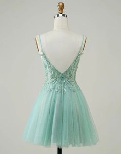 Sparkly A Line Green Cute Homecoming Dress with Beaded Homecoming Dresses For Teens, Formal Cocktail Party, Cute Homecoming Dresses, Graduation Gown, Green Cute, Mother Wedding Dress, Dresses Quinceanera, Quinceanera Dresses, Homecoming Dress