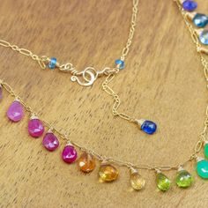 Rainbow Gemstone Necklace Colorful Stone Necklace Precious Gemstone Necklace Multi Stone Drop Necklace Rainbow Necklace Chakra Necklace Gold (26574 - 6) Fine Jewelry With Multicolor Briolette Gemstones, Multicolor Briolette Gemstones Fine Jewelry, Rainbow Multi-stone Necklace In Fine Jewelry Style, Multicolor Briolette Gemstones As A Gift, Multicolor Briolette Gemstones For Gifts, Rainbow Gemstone Beads Necklace As Gift, Rainbow Gemstone Beads Necklace For Gift, Rainbow Gemstone Beads Jewelry For Gifts, Colorful Gemstone Necklaces For Gifts