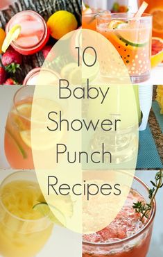 various baby shower punch recipes with text overlay