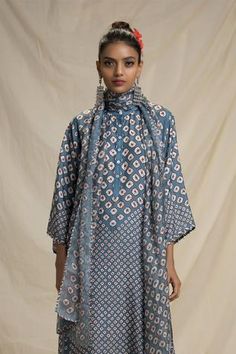 Shop for Rajdeep Ranawat Blue Silk Bandhani Print Kurta Set for Women Online at Aza Fashions Blue Bandhani Print Chanderi Salwar Kameez, Blue Bandhani Chanderi Salwar Kameez, Designer Ikat Print Dupatta, Chanderi Block Print Blue Salwar Kameez, Blue Block Print Chanderi Salwar Kameez, Blue Bohemian Salwar Kameez With Bandhani Print, Blue Block Print Cotton Silk Kurta, Blue Block Print Cotton Silk Dupatta, Blue Batik Print Dupatta For Festivals