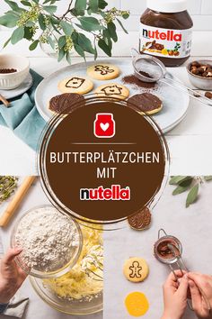 people are making cookies on a table with the words butterplatzn mitt