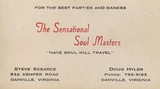 an advertisement for the sensational soul masters, with information about their dates and locations