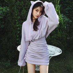 Hoodies For Teens, Kawaii Hoodie, Estilo Harajuku, Baggy Tops, Rock Dresses, Punk Dress, Japanese Dress, Goth Dress, Hooded Dress