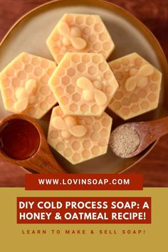 homemade soap recipe with honey, oatmeal and salt on a brown plate