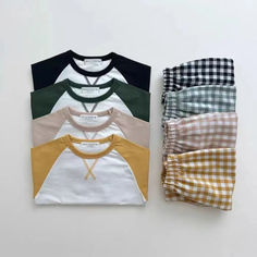 Cotton Patchwork Sets For Loungewear, White Cotton Sets With Patchwork, Casual Patchwork Sets For Loungewear, Casual Loungewear Sets With Patchwork, Family Matching Long Sleeve Sets For Summer, Summer Family Matching Long Sleeve Sets, Casual Cotton Patchwork Sets, Cotton Color Block Crew Neck Sets, Crew Neck Color Block Cotton Sets