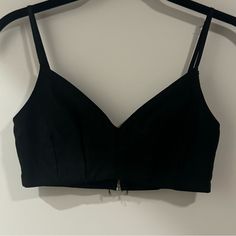 Never Worn Perfect Condition Fits Very Well Trendy Bra-friendly Crop Top For Night Out, Trendy Evening Crop Top With Built-in Bra, Edgy Crop Top With Built-in Bra For Night Out, Edgy Cropped Evening Crop Top, Edgy Cropped Top For Evening, Edgy Evening Crop Top, Fitted Cropped Top For Going Out, Party Crop Top, Bra Friendly, Black, Edgy Fitted Crop Top For Date Night