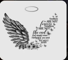 an angel with wings and the words above it that say goodbye to someone who has fallen in love