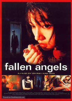 the movie poster for fallen angels, which features an image of a woman eating food