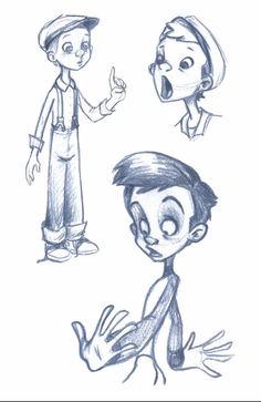 some cartoon characters with different facial expressions and hair styles, one is pointing at the other's hand