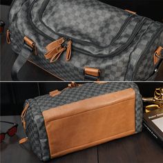 Men PU Leather Plaid Pattern Multifunction Handbag Fashion Multi-Pocket Travel Bag Fitness Bag Crossbody Bag Shoulder Bag Color: Grey Closure Type: Zipper Hardness: Soft Material: artificial leather Style: Retro,Business,Casual Bags Structure: Interior Slot Pocket,Cell phone Pocket,Zipper_Pouch Bag Type: Top-Handle Bags Bag Capacity: 4A Magazine,6.3 Inch Phone Precise details: Description: Gender:Men Material:PU Leather Color:Grey Closure Type:Zipper Pattern Type:Solid Color Size:L Style:Casual, Retro Business Casual, Retro Bags, Workout Bags, Business Bag, Retro Pattern, Artificial Leather, Estilo Retro, Pouch Bag, Bag Shoulder