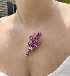 "Created by requests, these dainty handmade coil necklaces are great for carrying any little sprig of flowers with you!  ~ Simply slide a little (real or fake) flower into the base holder to display! ~ Handmade in Amesbury, MA 🌿 ~ sterling silver plated or gold plated <3  Sizes: X-Small: .5\" Small: pendant is .75\" Medium: pendant is 1.5\" Large: pendant is 2\" This listing is for one (1) Flower Holder Necklace. PENDANT & CHAIN ONLY. **Flowers are not included**.  As  always, our pendants come with matching chain to immediately show off your new jewelry!  These delicate necklaces are made to order so no refunds or exchanges at this time, so please choose your sizes carefully! 🔮Crystals for your collection & sharing with friends 🎁 Thank you for supporting our small business and unique h Flower Holder Necklace, Pink Spiral Jewelry For Gifts, Spiral Pink Jewelry For Gifts, Whimsical Purple Necklace For Gift, Whimsical Purple Necklace For Gifts, Adjustable Handmade Flower Necklaces As Gifts, Unique Handmade Flower Jewelry As Gift, Unique Handmade Flower Jewelry For Gifts, Crystal Holder Necklace