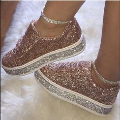 Category:Sneakers; Upper Materials:Glitter; Embellishment:Sparkling Glitter; Season:Fall,Spring; Heel Type:Flat Heel; Gender:Women's; Toe Shape:Round Toe; Style:Casual,Sporty; Heel Height(inch):2-3; Outsole Materials:Rubber; Occasion:Daily,Outdoor; Closure Type:Loafer; Pattern:Color Block; Listing Date:10/17/2022; Production mode:Self-produce; 2023 Trends:Platform Sneakers,Plus Size; Foot Length:; Foot Width:; Size chart date source:Provided by Supplier.; US Size:null; UK Size:14.5; EU Size:50 Womens Glitter Sneakers, Glitter Flats, Girls Flats, Orthopedic Shoes, Bling Shoes, Glitter Sneakers, Sporty Casual, Casual Flat Shoes, Glitter Shoes