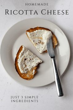 a piece of pie sitting on top of a white plate next to a knife and fork