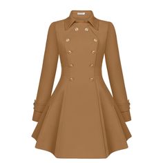 Elesol Women Winter Wool Coat Swing Pea Coats Double Breasted Thick Dress Coats A Line Mid-Long Trench Coat Jacket Size Medium New With Tags!! Retails For $112 Color: Light Tan High Quality, Warm Coat. Fully Lined, Thick Material Weighs 3.57 Lbs. The Women's Swing Coat Is Tailored To Fit The Proportions Of A Woman's Body, Hugging The Body And Showing The Beauty Of Her Curves. Mid-Length Trench Coat, Flared, Double-Breasted, Two Hidden Pockets , Gold Button Closure, Dress Style, Wrap Coat, Length Oversized Puffer Coat, Dress Coats, Double Breasted Dress, Pea Coats Women, Wool Winter Coat, Long Trench, Long Trench Coat, Wrap Coat, Wool Peacoat