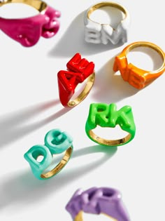 Orders placed through 11/26 11:59pm EST will be delivered by 12/19.Create a fun and vibrant staple for your everyday ring stack with the Double Initial Enamel Block Ring. Your initials, or the initials of you and a loved one, will be added onto this ring in a bold, raised-block font. Enpowering Rings, Jlo Rings Jewelry, Gifts Gen Z, Funky Jewelry Macy's, Luxury Statement Rings, Bridesmaid Rings Gift, Rolling Stones Ring, Fun Gifts For Woman, Trending Gifts Macy's