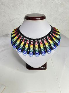 Very beautiful multicolor necklace from Czech beads Length 18 inches (45cm)Width 2.4 inches (6cm) Adjustable chain length 2 '' (5cm) Beaded Necklace Native, Native Necklace, Multicolor Necklace, Native American Necklace, Beaded Jewelry Necklaces, Trendy Necklace, Beaded Collar, Rainbow Beads, Trendy Necklaces