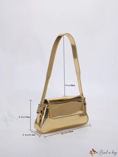 BirdinBag - Chic Metallic Flap Baguette: The Ultimate Style Statement! Chic Gold Shoulder Baguette Bag, Chic Gold Baguette Shoulder Bag, Gold Baguette Shoulder Bag For Everyday Use, Trendy Gold Baguette Bag For Party, Chic Baguette Party Bag, Chic Party Baguette Bag, Gold Rectangular Baguette Bag For Shopping, Chic Gold Baguette Bag For Daily Use, Trendy Square Baguette Bag For Parties