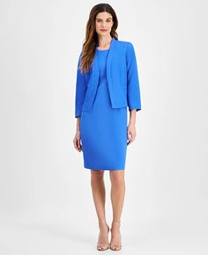 Le Suit Women's Collarless Jacket & Sheath Dress Suit, Regular & Petite - Macy's