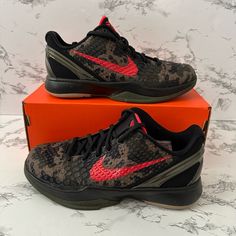 New/ Authentic Nike Kobe 6 Protro Italian Camo Gs Multi Style Hm4824-001 Size 6y/ Women’s Size 7.5 Offers Welcomed Basketball Shoes, Black Nikes, Camo, Athletic Shoes, Men's Shoes, Nike, Women Shoes, Black