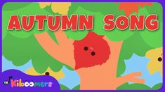 an image of the words autumn song in front of a cartoon character with his hands up