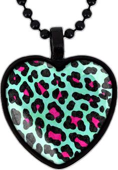 Black Punk Rock, Black Punks, Puffy Heart, Leopard Animal, Heart Pendant Necklace, Punk Rock, Glass Pendants, Heart Pendant, Heart Shapes