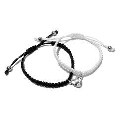 PRICES MAY VARY. This couple bracelet is made of pure hand-knitting, and there is a heart-shaped charms. When they are close, they will attract together. Hand-knitting can better reflect your importance to gifts. SIZE: the bracelet is 10mm wide, length:7.5inch The maximum length can be adjusted to 8.5 inches, Weight:6G DESIGN Adjustable: This magnetic couple bracelet comes with an adjustable band that allows wearers to create the perfect fit for them. The band is sturdy, dirt-resistant and easy- Matching Couple Accessories, Best Friend Couple, Couples Accessories, Best Friend Couples, Couple Bracelet, Gifts For Boyfriend, Matching Couple, Couple Bracelets, Magnetic Bracelet