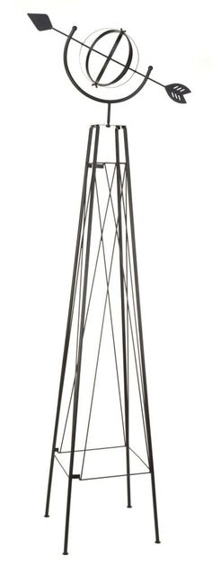 Add height and classic style to a favorite climbing plant with this elegant armillary obelisk. Placing an obelisk above a climbing vine or vegetable plant helps it grow upward, for a fantastic look and healthy root system. The vertical wires on this obelisk provide structure and stability for climbers, and the armillary sphere add visual interest anywhere in your garden. Steel construction ensures a lasting piece, and the powder coated finish adds more weather resistance. As the plant grows, gui Steel Trellis, Arbor Trellis, Arbors Trellis, Armillary Sphere, Plant Help, Garden Arbor, Climbing Vines, Root System, Climbing Plants