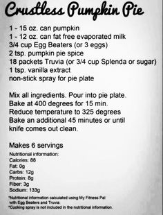 the instructions for pumpkin pie are shown in this black and white photo, with text on it