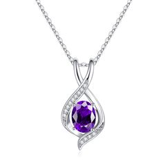 PRICES MAY VARY. MATERIAL: This stunning birthstone necklace with 1 sparkle created ruby, 4 prong set in precious Rhodium plated solid 925 Sterling Silver, hypoallergenic, lead free and nickel free, plating thickness is 20 times than normal, ensure birthstone charms necklace shiny forever. Beautiful cubic zirconia on both sides complement the center birthstone. MEASUREMENT: This elegant design birthstone pendant necklace with a 11.3*23.5mm charm, feature 1 6*9mm oval cut birthstone, 4 1mm and 7 Fine Jewelry Birthstone Necklace With Clavicle Chain, Oval Pendant Birthstone Jewelry In Cubic Zirconia, Oval Pendant Jewelry With Accent Stones For Gift, Elegant Sterling Silver Teardrop Pendant Birthstone Necklace, Oval Birthstone Gemstones, Sterling Silver Teardrop Necklace With Gemstone Accents, Elegant Oval Birthstone Necklace In Sterling Silver, Elegant Oval Sterling Silver Birthstone Necklace, Amethyst Oval Pendant Jewelry For Anniversary