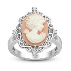 PRICES MAY VARY. An alluring ring in 925 sterling silver with cameo, oval in shape on a elegantly carved portrait placed on a background of pink color encircled with white sapphire Dimension - L:21.9 MM, W:19.2 MM, H:23.9 MM Packaging & Return – All our Jewelry pieces come with a beautiful jewelry box. 30 days no question asked return policy. Jewelili Promise - All our Diamonds and Gemstones are conflict free and are finely crafted in high-quality materials. With an unparalleled dedication to qu Art Deco Emerald Ring, Oval Diamond Ring, White Sapphire Ring, Cameo Jewelry, Cameo Ring, Sterling Silver Studs, White Sapphire, Blue Diamond, Sterling Ring