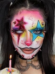 Happy Face Makeup, Pretty Scary Halloween Makeup Looks, Neon Clown Makeup Halloween, Sfx Clown Makeup Gore, Halloween Makeup Looks 2022, Sfx Clown Makeup, Clown Sfx Makeup, Halloween Makeup Looks Clown