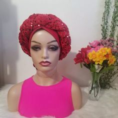 African Women Headties Red Party Hat, One Size Fits Most, Trendy Red Beanie Hat, Red Adjustable Headwrap For Party, Fishing Bucket Hat, Ponytail Hat Crochet, Gambler Hat, Turban Cap, Adidas Hat, Sweater Hat